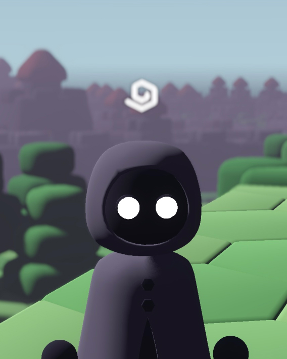 a video game character in a soft-poly world