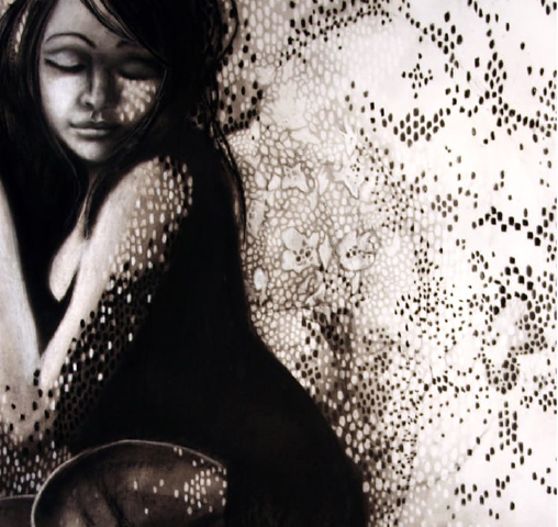 a charcoal illustration of a woman
