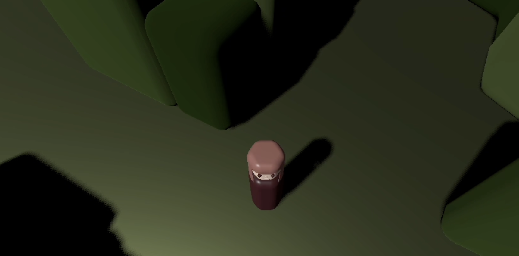 A very simple 3D character with pink hair