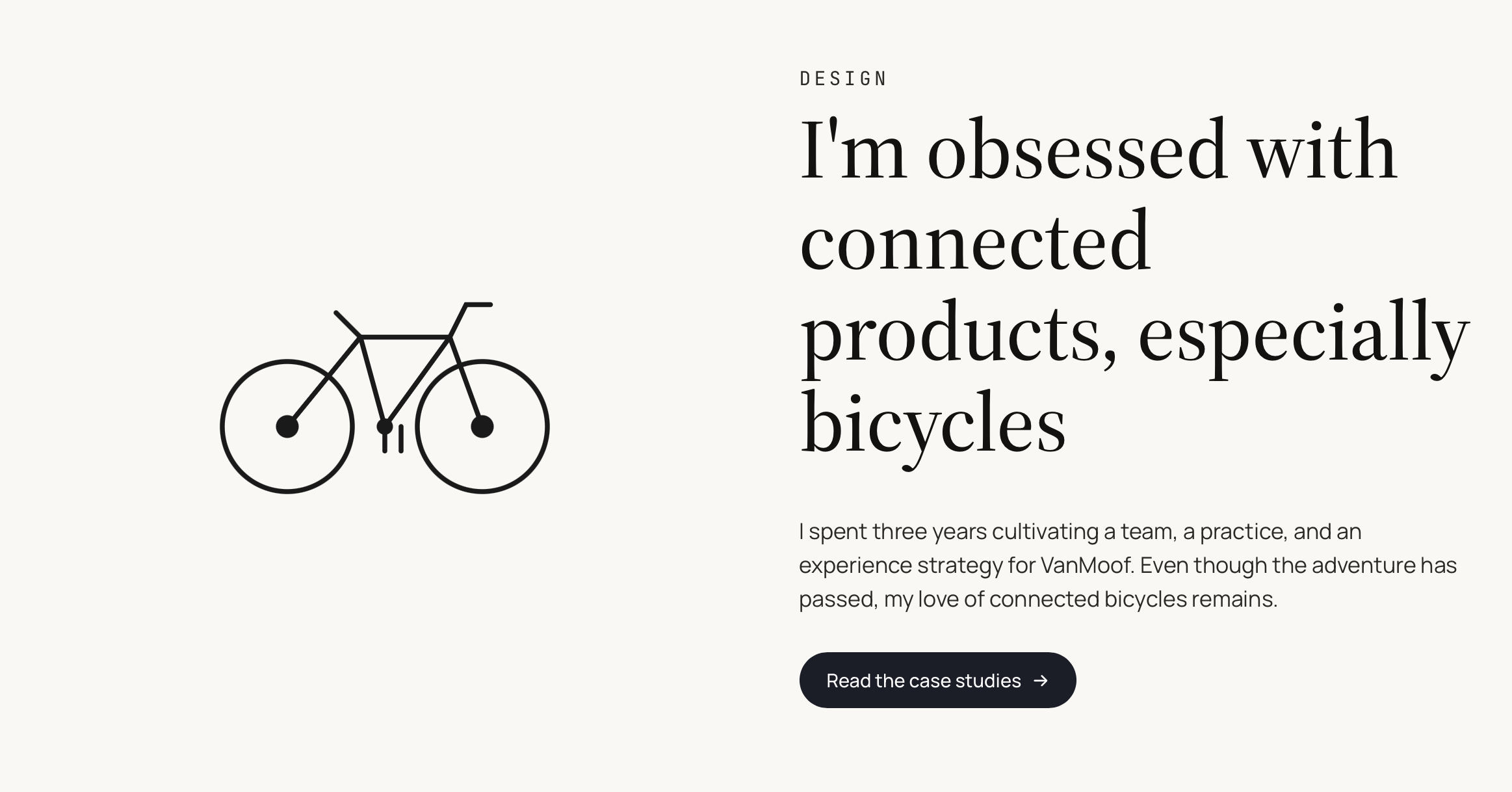 A series of geometric shapes loosely representing a bicycle